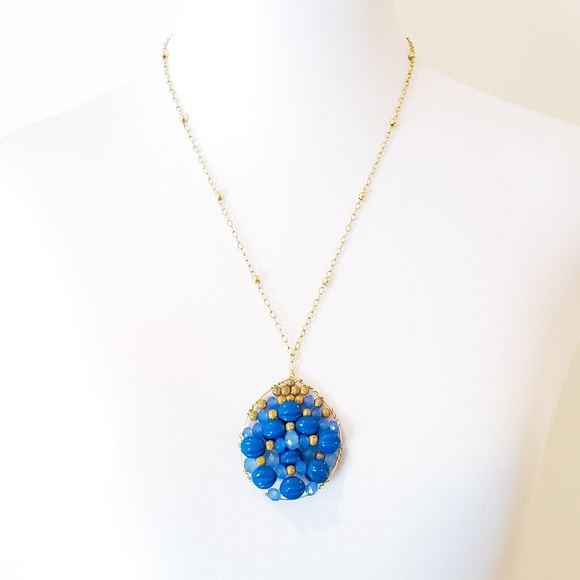 Vintage 14K GF Artisan Necklace Blue Boho Luxe - Picture 5 of 8